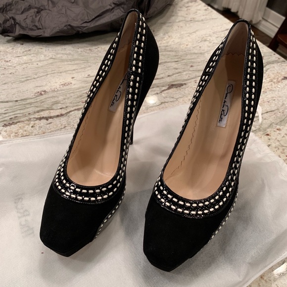 Brand new Oscar de la Renta black suede platforms - Picture 1 of 8